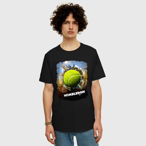 Мужская футболка хлопок Oversize Уимблдон Wimbledon, цвет черный - фото 3