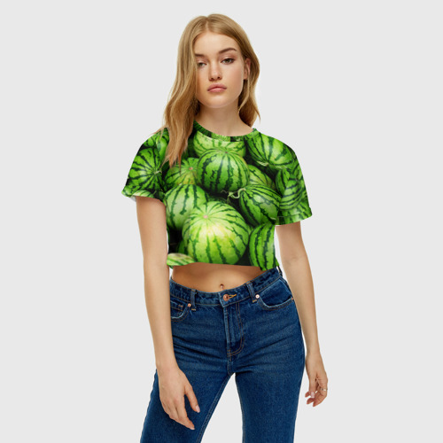 Женская футболка Crop-top 3D Арбузы, цвет 3D печать - фото 4