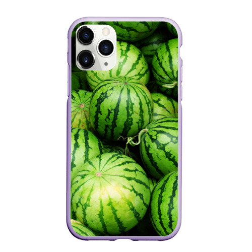 Чехол для iPhone 11 Pro матовый Арбузы, цвет светло-сиреневый