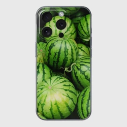Чехол для iPhone 15 Pro силиконовый с защитой камеры Арбузы
