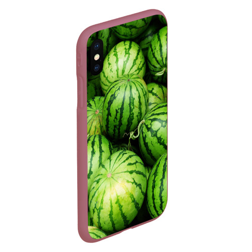 Чехол для iPhone XS Max матовый Арбузы, цвет малиновый - фото 3