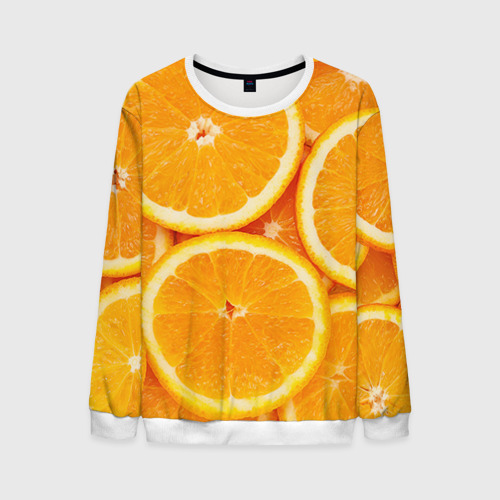Мужской свитшот 3D Апельсин, цвет белый