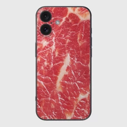 Чехол для iPhone 16 силиконовый с защитой камеры Мясо