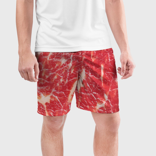 Мужские шорты спортивные Мясо, цвет 3D печать - фото 3