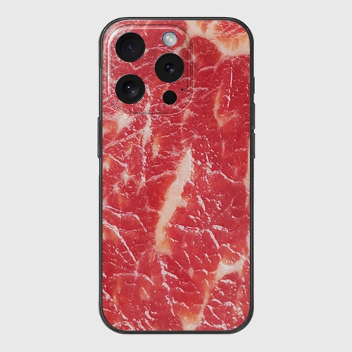 Чехол для iPhone 15 Pro силиконовый с защитой камеры Мясо