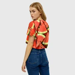 Женская футболка Crop-top 3D Дольки арбуза - фото 4