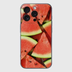 Чехол для iPhone 16 Pro Max силиконовый с защитой камеры Дольки арбуза
