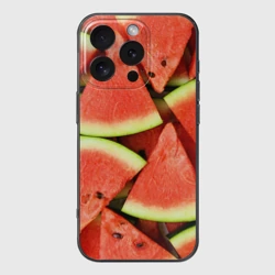 Чехол для iPhone 16 Pro силиконовый с защитой камеры Дольки арбуза