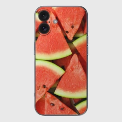 Чехол для iPhone 16 силиконовый с защитой камеры Дольки арбуза