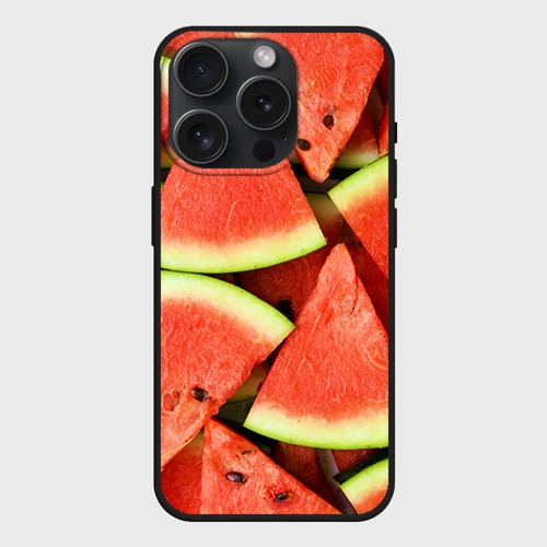 Чехол силиконовый для Apple iPhone 15 Pro Мax матовый Дольки арбуза