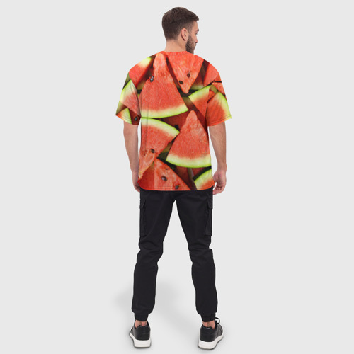 Мужская футболка oversize 3D Дольки арбуза, цвет 3D печать - фото 4