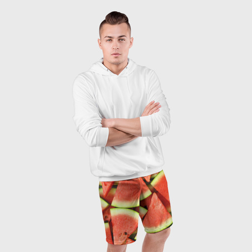 Мужские шорты спортивные с принтом Дольки арбуза, фото #4