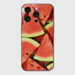 Чехол для iPhone 15 Pro Max силиконовый с защитой камеры Дольки арбуза