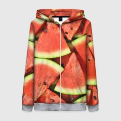 Женская толстовка 3D на молнии Дольки арбуза