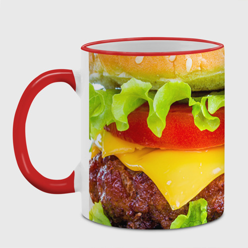 Кружка с полной запечаткой Гамбургер, цвет Кант красный - фото 2