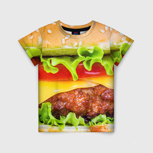 Детская футболка с принтом Гамбургер, вид спереди №1