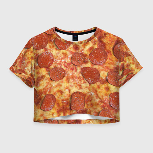 Женская футболка Crop-top 3D Пицца, цвет 3D печать