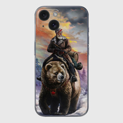 Чехол для iPhone 15 силиконовый с защитой камеры Медведь