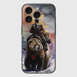 Чехол для iPhone 16 Pro силиконовый с защитой камеры Медведь