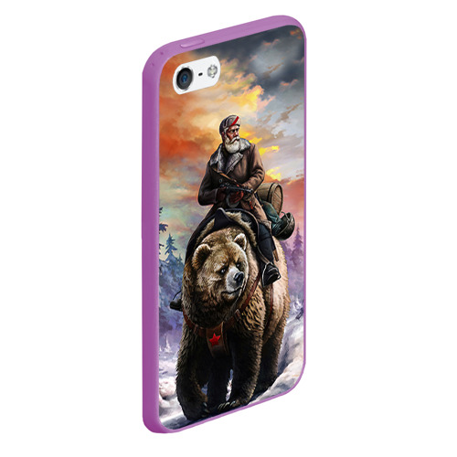 Чехол для iPhone 5/5S матовый Медведь, цвет фиолетовый - фото 3