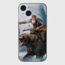 Чехол для iPhone 15 силиконовый с защитой камеры Медведь