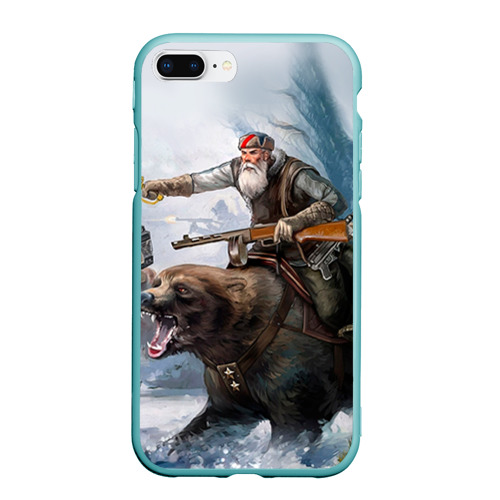 Чехол для iPhone 7Plus/8 Plus матовый Медведь, цвет мятный