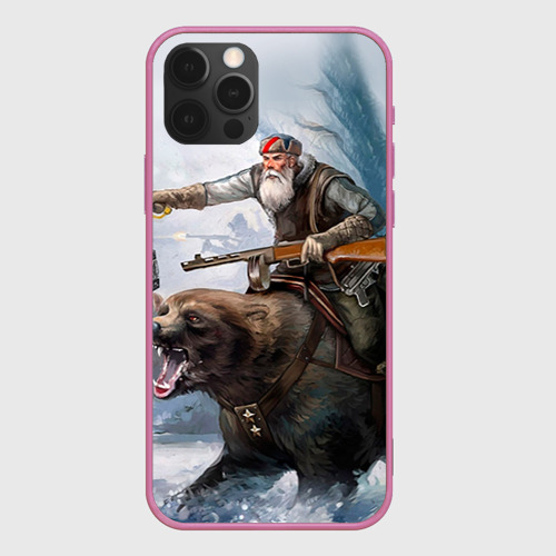 Чехол для iPhone 12 Pro с принтом Медведь, вид спереди #2