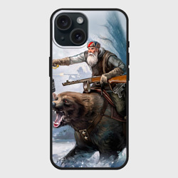 Чехол силиконовый для Apple iPhone 15 матовый Медведь