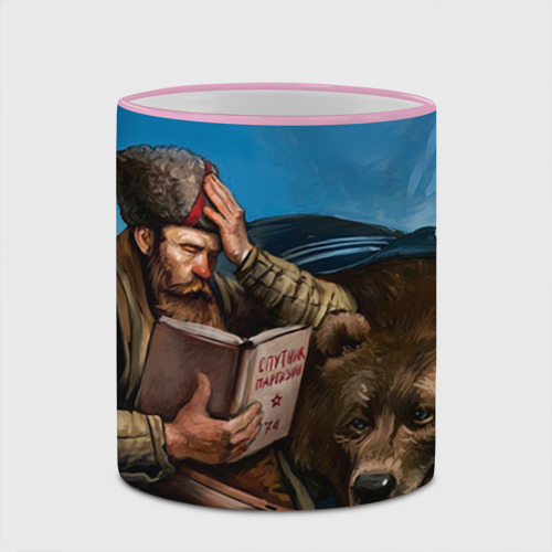 Кружка с полной запечаткой Медведь, цвет Кант розовый - фото 4