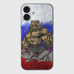 Чехол для iPhone 16 силиконовый с защитой камеры Медведь