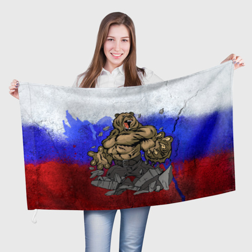 Флаг с принтом Медведь, вид спереди №1