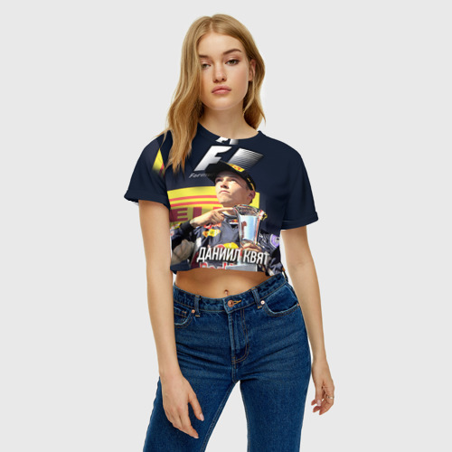 Женская футболка Crop-top 3D Даниил Квят, цвет 3D печать - фото 3