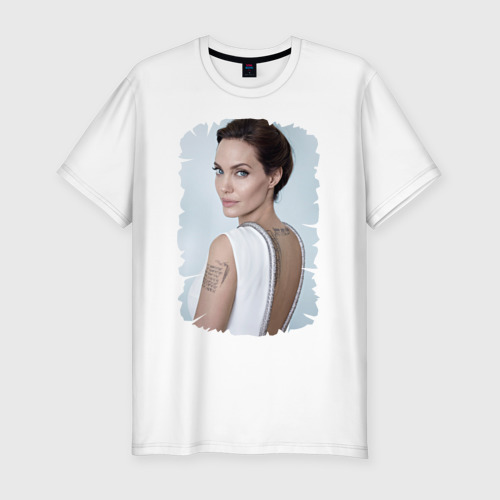 Мужская футболка хлопок Slim Angelina Jolie, цвет белый