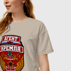 Женская футболка хлопок Oversize Агент Кремля - фото 2