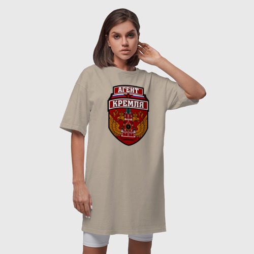 Платье-футболка хлопок Агент Кремля, цвет миндальный - фото 5