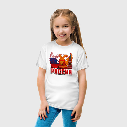 Детская футболка хлопок Россия, цвет белый - фото 5