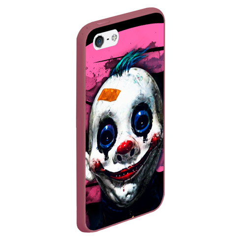 Чехол для iPhone 5/5S матовый Клоун, цвет малиновый - фото 3
