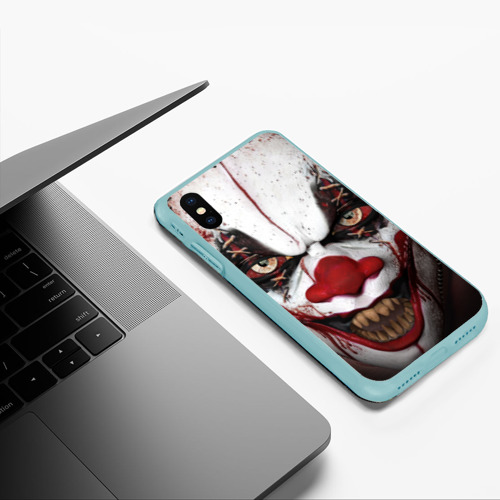 Чехол для iPhone XS Max матовый Зомби клоун, цвет мятный - фото 5