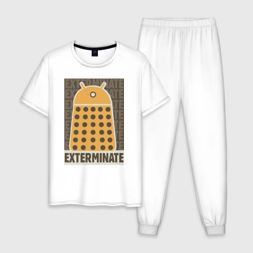 Мужская пижама с белой футболкой хлопок Exterminate