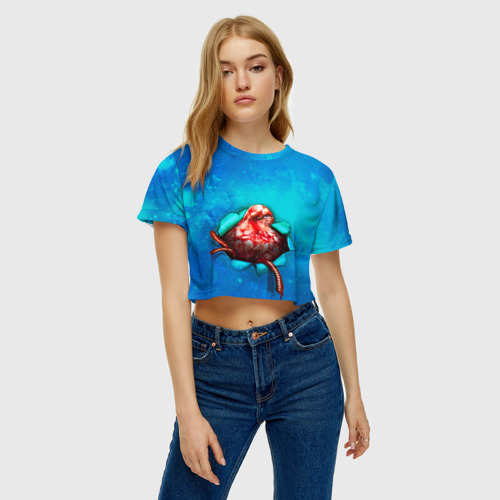 Женская футболка Crop-top 3D Чужой, цвет 3D печать - фото 4