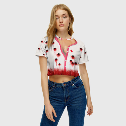 Женская футболка Crop-top 3D Костюм медсестры, цвет 3D печать - фото 3