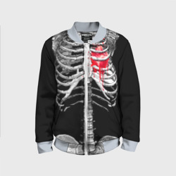 Детский бомбер 3D Скелет с сердцем