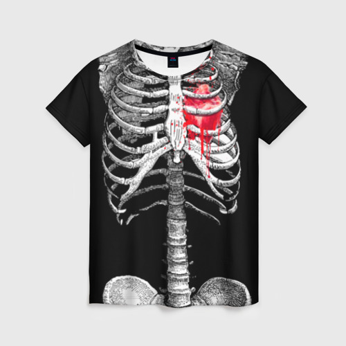 Женская футболка 3D Скелет с сердцем, цвет 3D печать