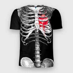 Мужская футболка 3D Slim Скелет с сердцем