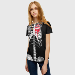Женская футболка 3D Скелет с сердцем - фото 2