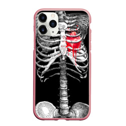 Чехол для iPhone 11 Pro Max матовый Скелет с сердцем