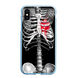 Чехол для iPhone XS Max матовый Скелет с сердцем