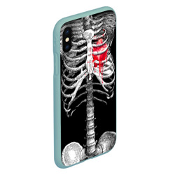 Чехол для iPhone XS Max матовый Скелет с сердцем - фото 2