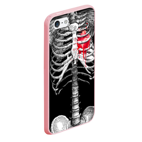 Чехол для iPhone 5/5S матовый Скелет с сердцем, цвет баблгам - фото 3