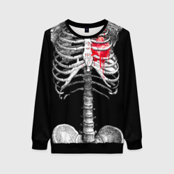 Женский свитшот 3D Скелет с сердцем